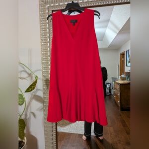 Red work or cocktail dress J Crew Sleeveless Flounce drop waist  Dress Size L
